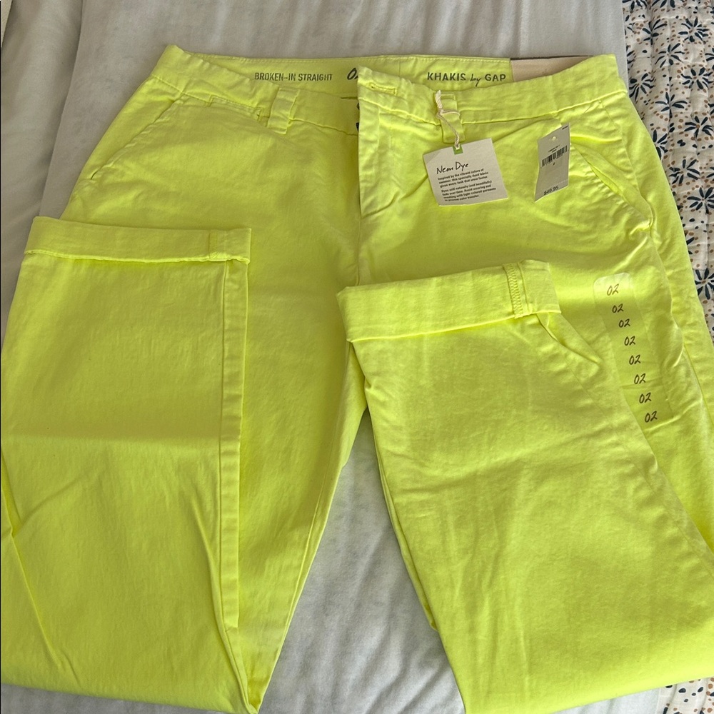 GAP Neon Yellow Straight Fit Pants